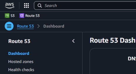 AWS route 53 dashboard option